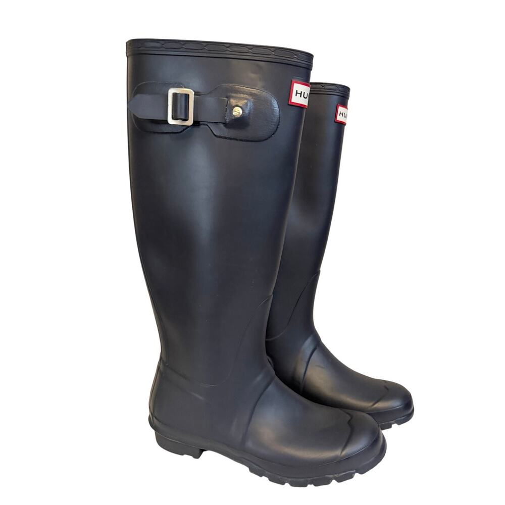 Hunter Rain Boots Mens 6 Womens 7 Dark Blue Outdoor Waterproof W23499 Unisex